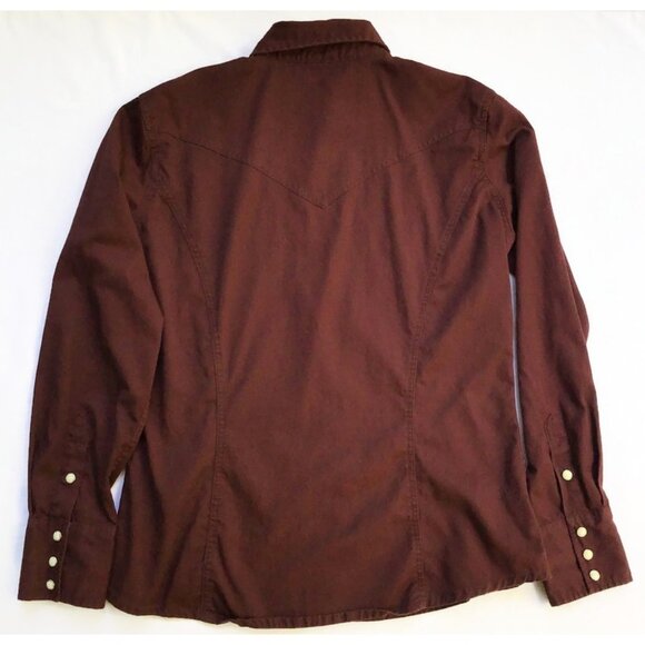 Carhartt Pearl Snap Shirt Womens S Burgundy Red Collar Western Yoke Pockets - Picture 8 of 9